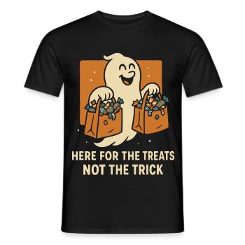 Ici, pour les friandises, pas le tour Ghost Halloween - T-shirt homme - noir - Devant - AI Model Male 178 light (178cm)