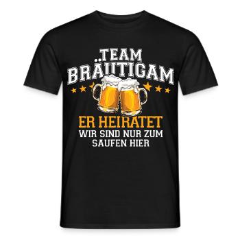 Bachelor Party Team Groom He's Getting Married - Drinking Beer - Men's T-Shirt - black - Front - AI Model Male 178 light (178cm)