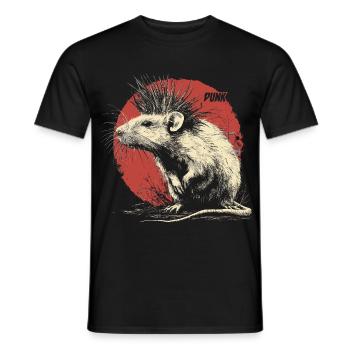 Punk Rock Rat - Men's T-Shirt - black - Front - AI Model Male 178 light (178cm)