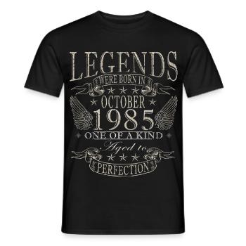 40th Birthday Legend October 1985 - Men's T-Shirt - black - Front - AI Model Male 178 light (178cm)