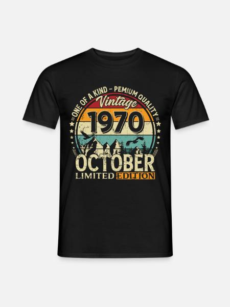 55. Geburtstag Vintage Oktober Jahrgang 1970 - Männer T-Shirt - Schwarz