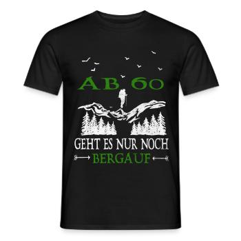 From 60 it's all uphill Birthday - Men's T-Shirt - black - Front - AI Model Male 178 light (178cm)