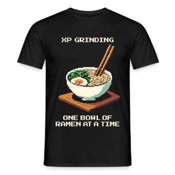 XP Grind with Ramen | Japan Foodie Tokyo - Men's T-Shirt - black - Front - AI Model Male 178 light (178cm)