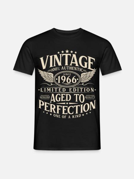 Vintage 1966 Jahrgang geboren Retro Geburtstag - Männer T-Shirt - Schwarz