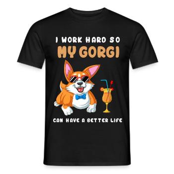 Corgi Better Life - Men's T-Shirt - black - Front - AI Model Male 178 light (178cm)