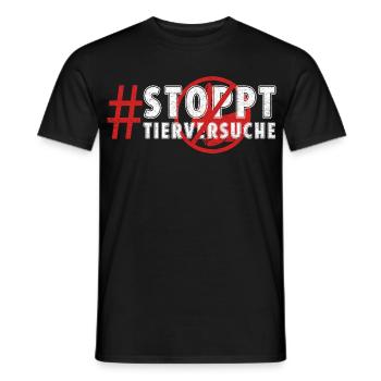 Tierschutz STOPPT TIERVERSUCHE LUSTIG - Männer T-Shirt - Schwarz - Vorne - AI Model Male 178 light (178cm)