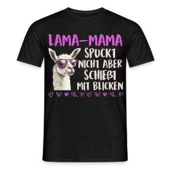 Bald Mama LAMA MAMA SPUCKT NICHT SCHIESST BLICKE - Männer T-Shirt - Schwarz - Vorne - AI Model Male 178 light (178cm)