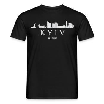 Kiev skyline, Kiev Ukraine - Men's T-Shirt - black - Front - AI Model Male 178 light (178cm)