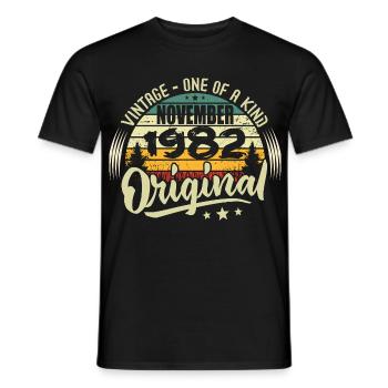 Vintage November 1982 Original November 1982 - Men's T-Shirt - black - Front - AI Model Male 178 light (178cm)