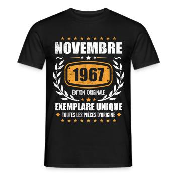 November 1967 Original Edition Vintage November - Men's T-Shirt - black - Front - AI Model Male 178 light (178cm)