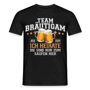 Enterrement de vie de garçon 2025 Team Groom Je me marie - Boire de la bière - T-shirt homme - noir - Devant - AI Model Male 178 light (178cm)