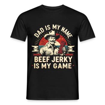 Viande séchée de bœuf séchée Biltong Pemmican Father - T-shirt homme - noir - Devant - AI Model Male 178 light (178cm)