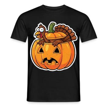 Kürbishelden: Frecher Truthahn im Herbst Halloween - Männer T-Shirt - Schwarz - Vorne - AI Model Male 178 light (178cm)