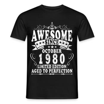 45th Birthday Original October Vintage 1980 - Men's T-Shirt - black - Front - AI Model Male 178 light (178cm)