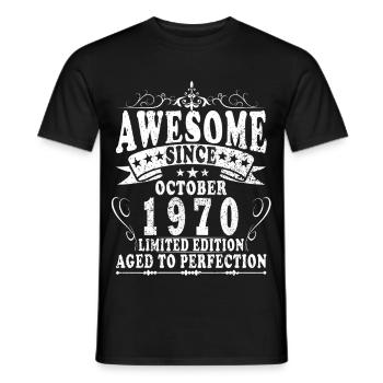 55th Birthday Original October Vintage 1970 - Men's T-Shirt - black - Front - AI Model Male 178 light (178cm)