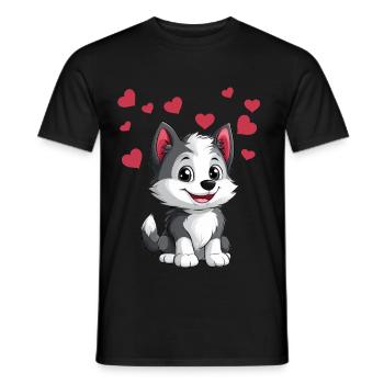 Herziger Husky mit Herzchen - Männer T-Shirt - Schwarz - Vorne - AI Model Male 178 light (178cm)
