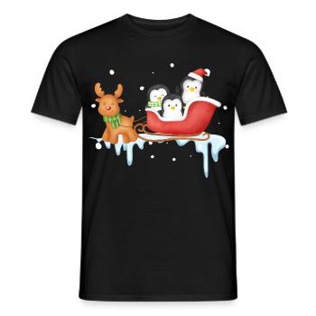 Pinguinschlittenfahrt im Winter Wonderland - Männer T-Shirt - Schwarz - Vorne - AI Model Male 178 light (178cm)