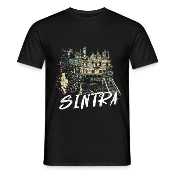 Regaleira Sintra Palast magische Illustration - Männer T-Shirt - Schwarz - Vorne - AI Model Male 178 light (178cm)
