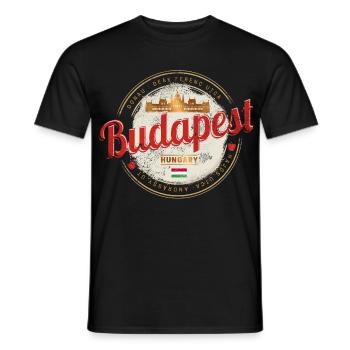 Budapest Design Ungarn Vintage Parlament Souvenir - Männer T-Shirt - Schwarz - Vorne - AI Model Male 178 light (178cm)