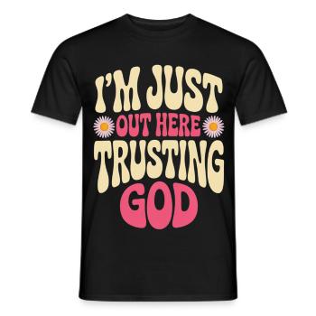 Gott Vertraue Motiv Shirt - Männer T-Shirt - Schwarz - Vorne - AI Model Male 178 light (178cm)