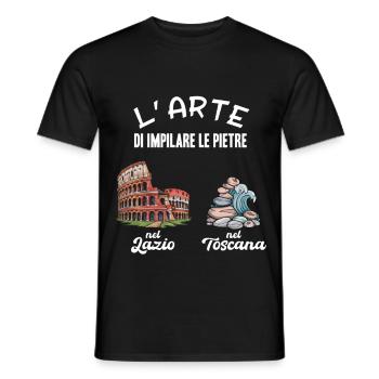 Humour italien L’art d’empiler des pierres - T-shirt homme - noir - Devant - AI Model Male 178 light (178cm)