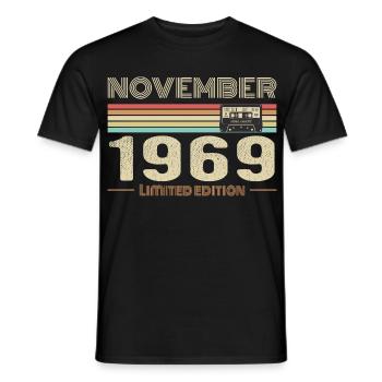 November 1969 Vintage Birthday Retro Tee - T-shirt homme - noir - Devant - AI Model Male 178 light (178cm)