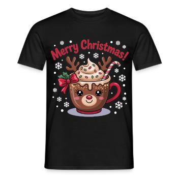 Mug renne Joyeux Noël pour les fans de cacao ! - T-shirt homme - noir - Devant - AI Model Male 178 light (178cm)