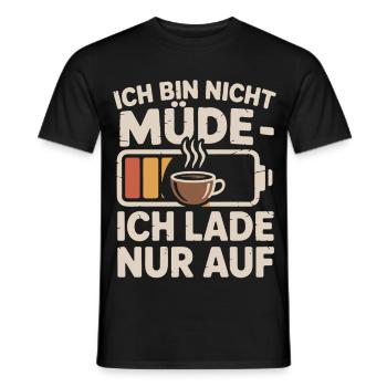 Chargé par l’humour du café - T-shirt homme - noir - Devant - AI Model Male 178 light (178cm)