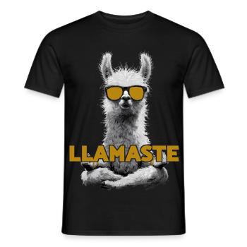 Llamaste – Yoga Lama mit Sonnenbrille - Männer T-Shirt - Schwarz - Vorne - AI Model Male 178 light (178cm)