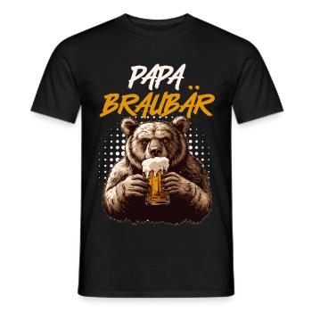Soon DAD BROWN BEAR Father BROWN BEAR Fatherhood Funny - Men's T-Shirt - black - Front - AI Model Male 178 light (178cm)