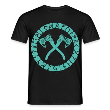 Nordic Cross Axes - Men's T-Shirt - black - Front - AI Model Male 178 light (178cm)