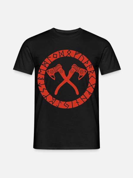 Nordic Cross Axes (Red) - Men's T-Shirt - black