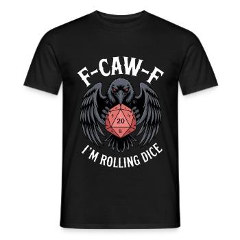 F-Caw-F Dice Raven D20 Humor - Men's T-Shirt - black - Front - AI Model Male 178 light (178cm)