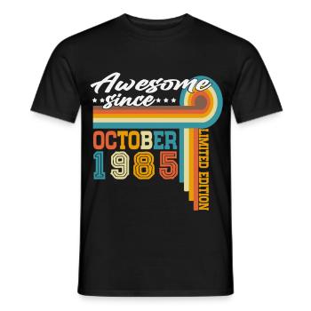 Millésime Octobre 1985 Vintage Rétro Anniversaire - T-shirt homme - noir - Devant - AI Model Male 178 light (178cm)