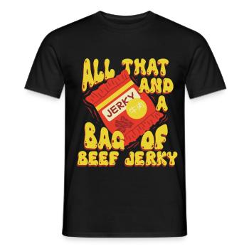Beef Jerky Dried Meat Biltong Pemmican - Men's T-Shirt - black - Front - AI Model Male 178 light (178cm)