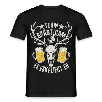 Bachelor Party - Team Bräutigam - it's escalating anyway - Men's T-Shirt - black - Front - AI Model Male 178 light (178cm)