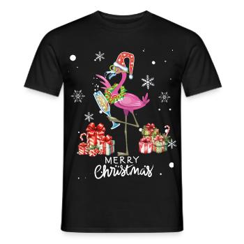 Flamingo à Noël. Cadeau de Noël - T-shirt homme - noir - Devant - AI Model Male 178 light (178cm)