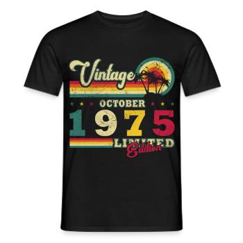 Né en octobre 1975 Don en octobre - 1975 - T-shirt homme - noir - Devant - AI Model Male 178 light (178cm)