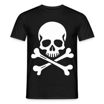 Crâne Jolly Roger classique - T-shirt homme - noir - Devant - AI Model Male 178 light (178cm)