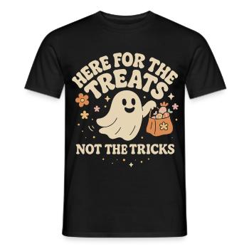Ici, pour les friandises, pas pour les tours Ghost Design - T-shirt homme - noir - Devant - AI Model Male 178 light (178cm)