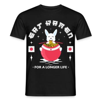 Chemise drôle Manger des ramen pour la longue vie - T-shirt homme - noir - Devant - AI Model Male 178 light (178cm)