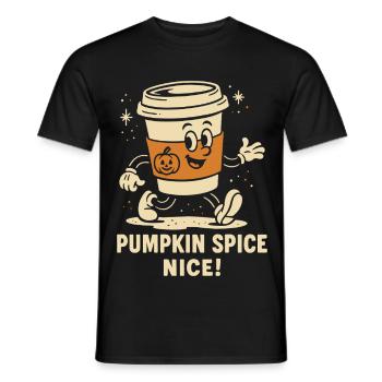 Pumpkin Spice Nice Funny coffee Halloween Saying - Men's T-Shirt - black - Front - AI Model Male 178 light (178cm)