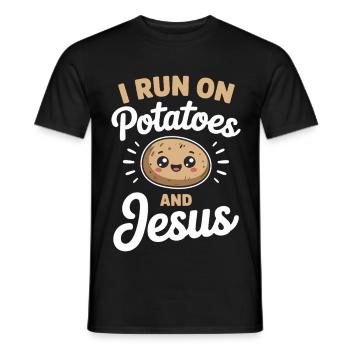 I Run On Potatoes And Jesus - Männer T-Shirt - Schwarz - Vorne - AI Model Male 178 light (178cm)