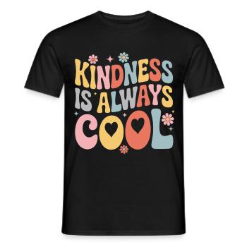 Kindness Is Always Cool Flowers Hearts - Men's T-Shirt - black - Front - AI Model Male 178 light (178cm)