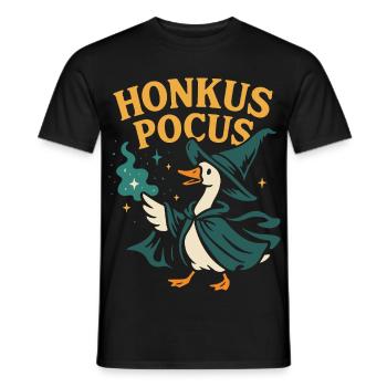 Chemise Honkus Pocus Witch Goose – Drôle d’Halloween - T-shirt homme - noir - Devant - AI Model Male 178 light (178cm)