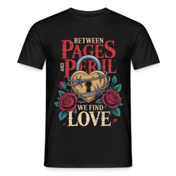 Dark Romance Between Pages And Peril We Find Love - Men's T-Shirt - black - Front - AI Model Male 178 light (178cm)