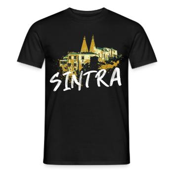 Palais national Sintra illustration Portugal - T-shirt homme - noir - Devant - AI Model Male 178 light (178cm)