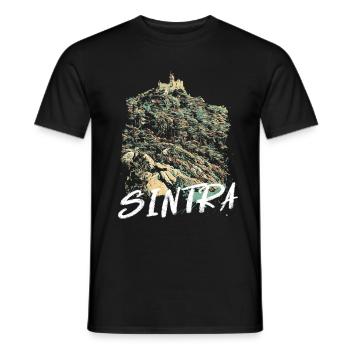 Castle of the Moors Sintra illustration - Men's T-Shirt - black - Front - AI Model Male 178 light (178cm)