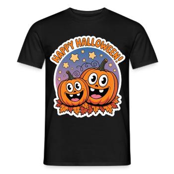 Kuschelige Kürbisköpfe Halloween Duett - Männer T-Shirt - Schwarz - Vorne - AI Model Male 178 light (178cm)