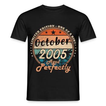 ANNIVERSAIRE 2005 OCTOBRE - T-shirt homme - noir - Devant - AI Model Male 178 light (178cm)